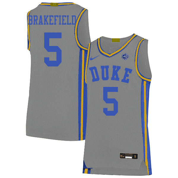 Men #5 Jaemyn Brakefield Duke Blue Devils College Basketball Jerseys Sale-Gray